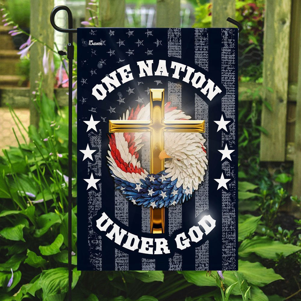 Christian Garden Flags, One Nation Under God Christian Wreath Flag, Christian House Flags, Christian Cross Flag, Faith Flag, easychoo.com