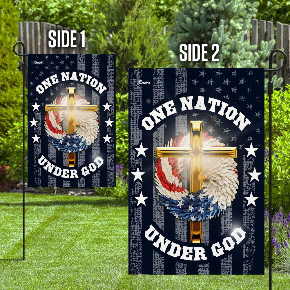 Christian Garden Flags, One Nation Under God Christian Wreath Flag, Christian House Flags, Christian Cross Flag, Faith Flag, easychoo.com