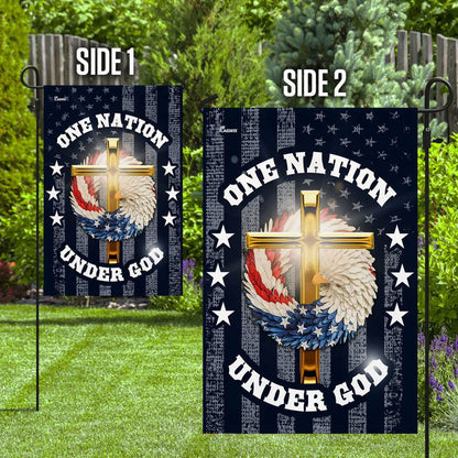 Christian Garden Flags, One Nation Under God Christian Wreath Flag, Christian House Flags, Christian Cross Flag, Faith Flag, easychoo.com