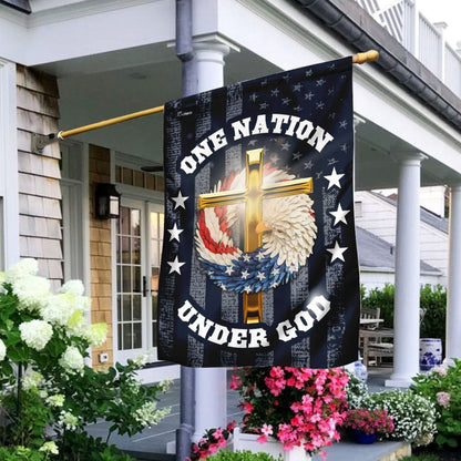 Christian Garden Flags, One Nation Under God Christian Wreath Flag, Christian House Flags, Christian Cross Flag, Faith Flag, easychoo.com