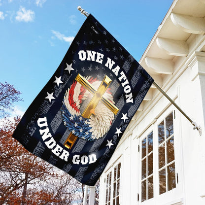 Christian Garden Flags, One Nation Under God Christian Wreath Flag, Christian House Flags, Christian Cross Flag, Faith Flag, easychoo.com