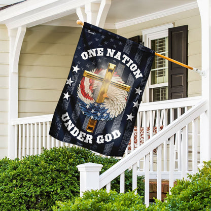 Christian Garden Flags, One Nation Under God Christian Wreath Flag, Christian House Flags, Christian Cross Flag, Faith Flag, easychoo.com