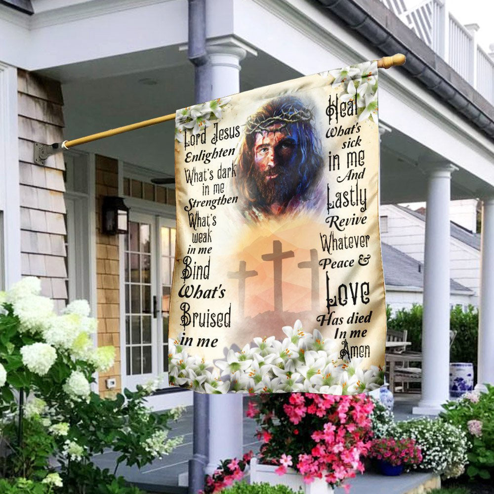 Christian Garden Flags, Lord Jesus Enlighten What's Dark  In Me Christian Flag, Christian House Flags, Christian Cross Flag, Faith Flag, easychoo.com