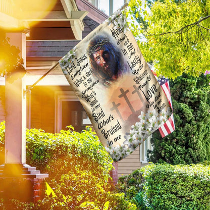 Christian Garden Flags, Lord Jesus Enlighten What's Dark  In Me Christian Flag, Christian House Flags, Christian Cross Flag, Faith Flag, easychoo.com