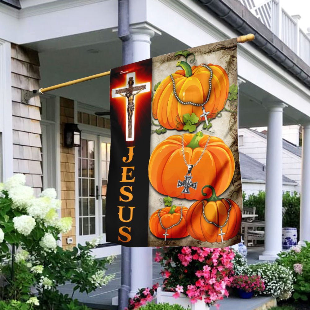 Christian Garden Flags, Jesus Pumpkin Flag, Christian House Flags, Christian Cross Flag, Faith Flag, easychoo.com