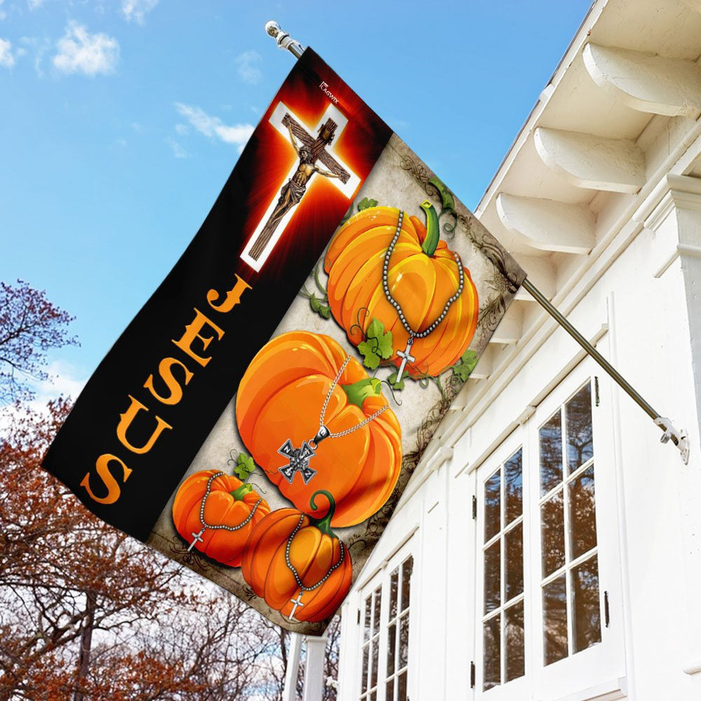 Christian Garden Flags, Jesus Pumpkin Flag, Christian House Flags, Christian Cross Flag, Faith Flag, easychoo.com
