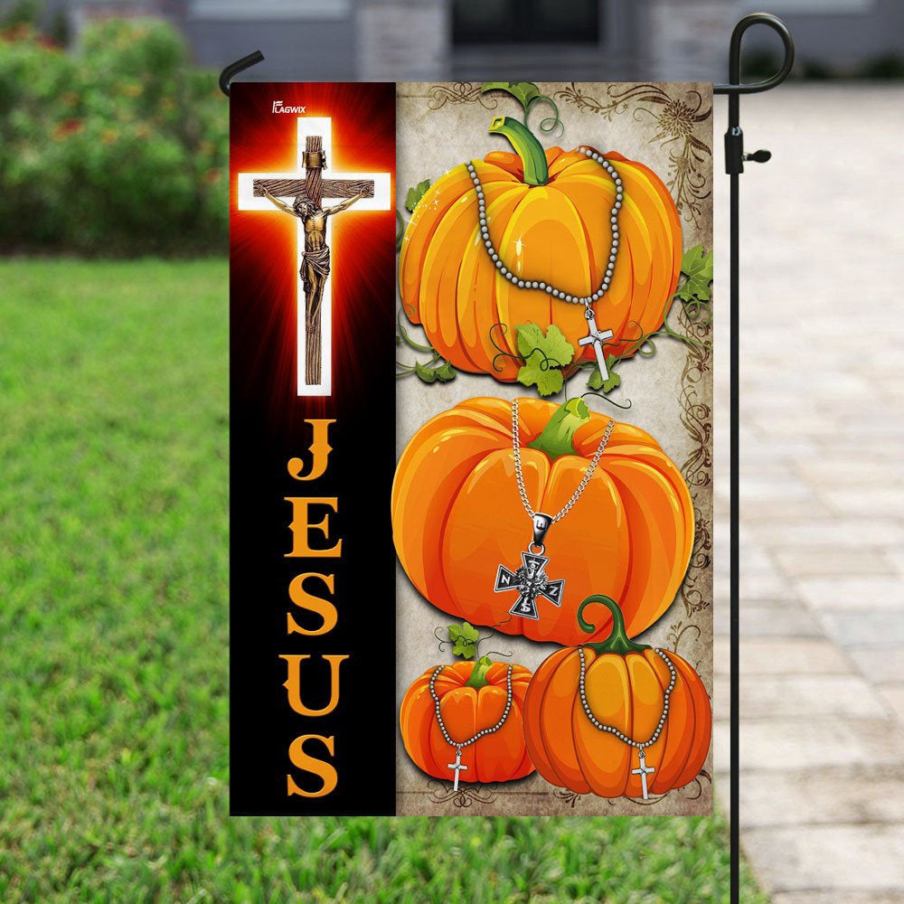Christian Garden Flags, Jesus Pumpkin Flag, Christian House Flags, Christian Cross Flag, Faith Flag, easychoo.com