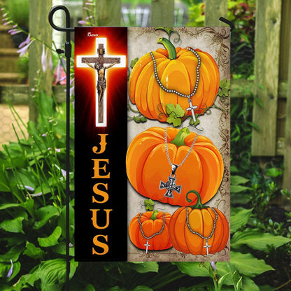 Christian Garden Flags, Jesus Pumpkin Flag, Christian House Flags, Christian Cross Flag, Faith Flag, easychoo.com