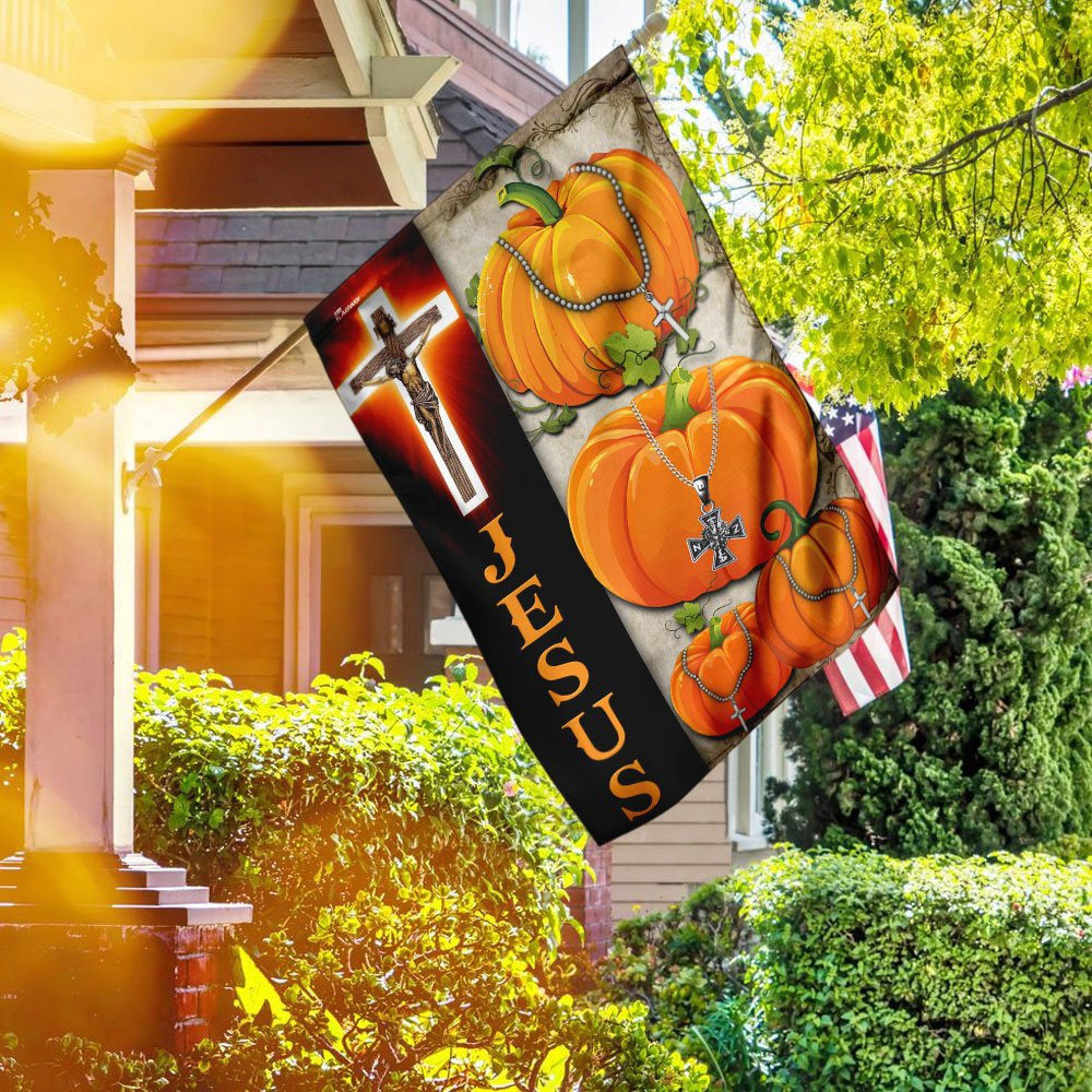 Christian Garden Flags, Jesus Pumpkin Flag, Christian House Flags, Christian Cross Flag, Faith Flag, easychoo.com
