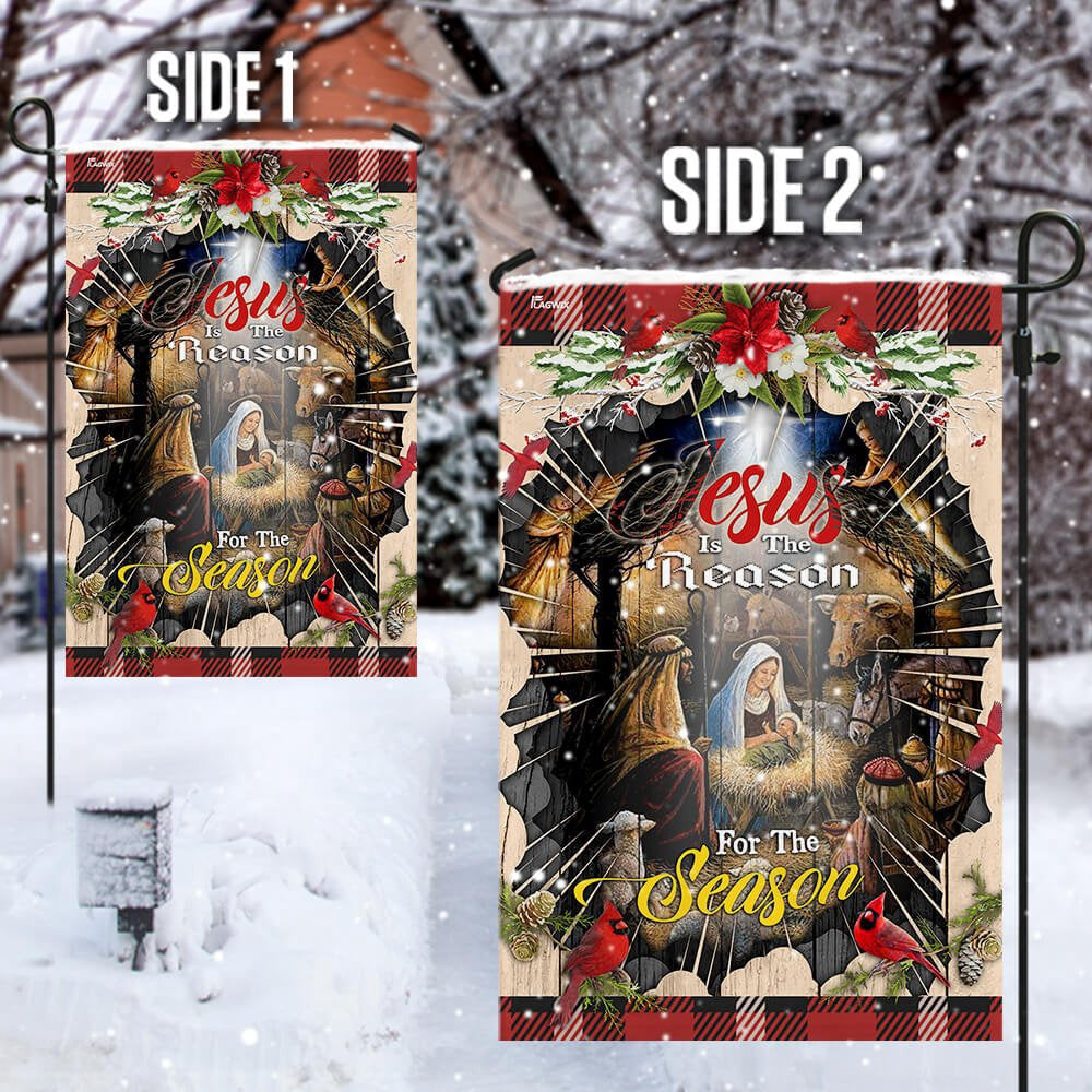 Christian Garden Flags, Jesus Is The Reason For The Season Flag, Christian House Flags, Christian Cross Flag, Faith Flag, easychoo.com