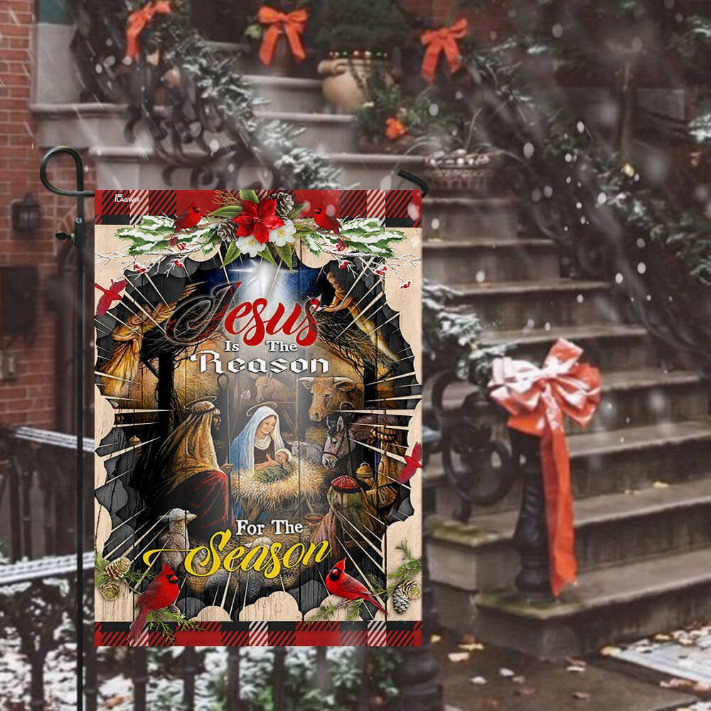 Christian Garden Flags, Jesus Is The Reason For The Season Flag, Christian House Flags, Christian Cross Flag, Faith Flag, easychoo.com