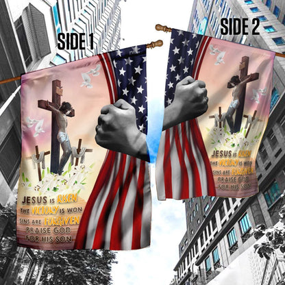 Christian Garden Flags, Jesus Is Risen Christian Easter Day Flag, Christian House Flags, Christian Cross Flag, Faith Flag, easychoo.com
