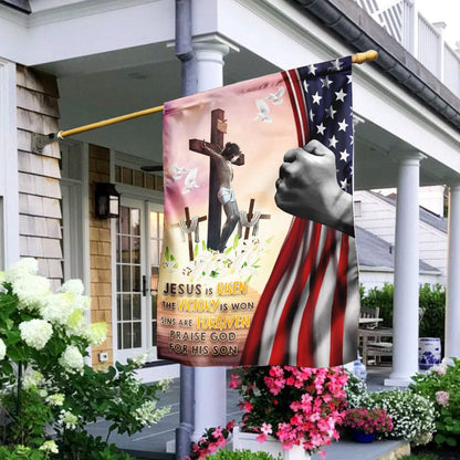 Christian Garden Flags, Jesus Is Risen Christian Easter Day Flag, Christian House Flags, Christian Cross Flag, Faith Flag, easychoo.com