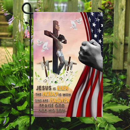 Christian Garden Flags, Jesus Is Risen Christian Easter Day Flag, Christian House Flags, Christian Cross Flag, Faith Flag, easychoo.com