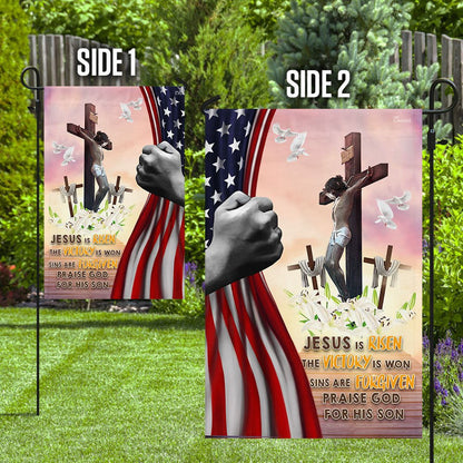 Christian Garden Flags, Jesus Is Risen Christian Easter Day Flag, Christian House Flags, Christian Cross Flag, Faith Flag, easychoo.com