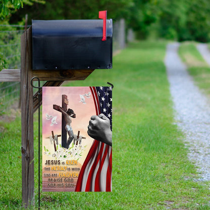 Christian Garden Flags, Jesus Is Risen Christian Easter Day Flag, Christian House Flags, Christian Cross Flag, Faith Flag, easychoo.com