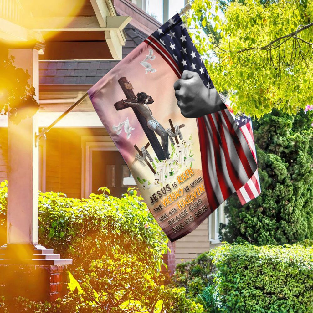 Christian Garden Flags, Jesus Is Risen Christian Easter Day Flag, Christian House Flags, Christian Cross Flag, Faith Flag, easychoo.com