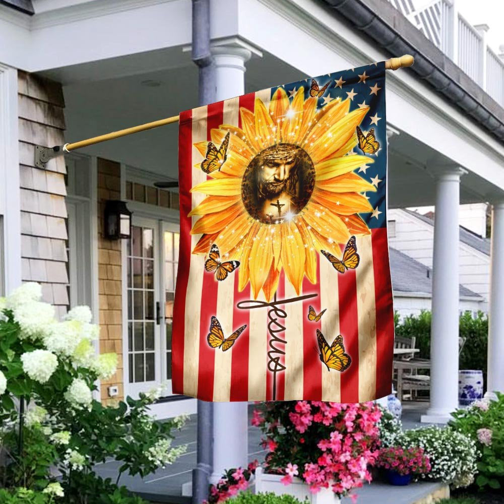 Christian Garden Flags, Jesus, Sunflower Faith American Flag, Christian House Flags, Christian Cross Flag, Faith Flag, easychoo.com