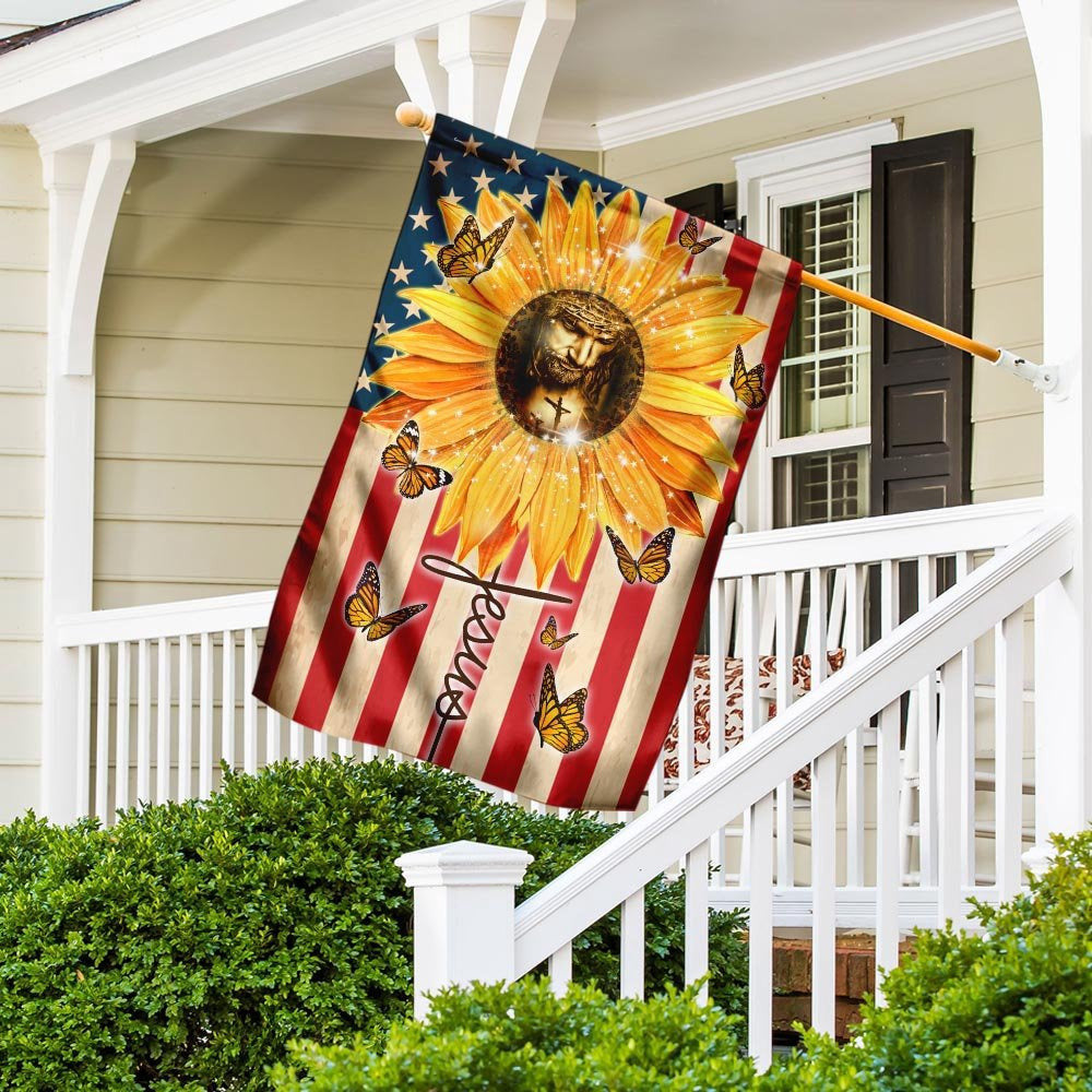 Christian Garden Flags, Jesus, Sunflower Faith American Flag, Christian House Flags, Christian Cross Flag, Faith Flag, easychoo.com