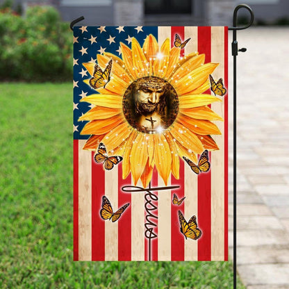 Christian Garden Flags, Jesus, Sunflower Faith American Flag, Christian House Flags, Christian Cross Flag, Faith Flag, easychoo.com