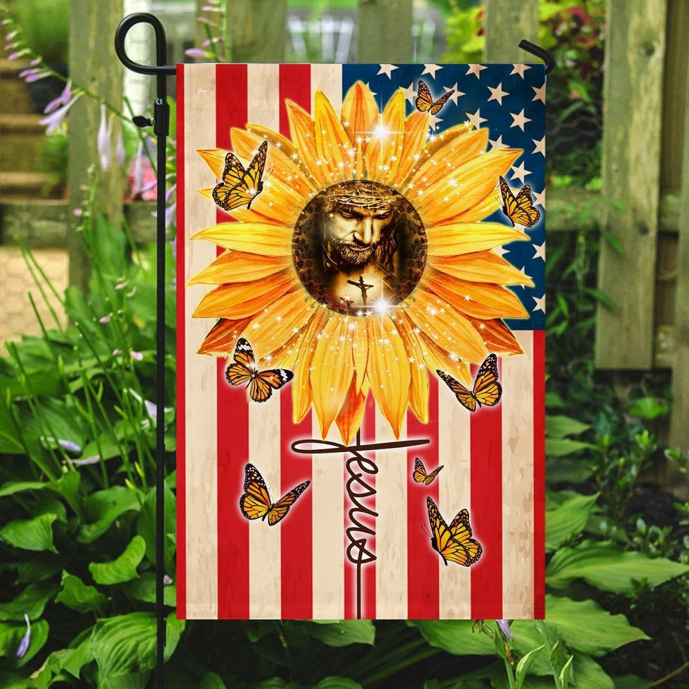 Christian Garden Flags, Jesus, Sunflower Faith American Flag, Christian House Flags, Christian Cross Flag, Faith Flag, easychoo.com