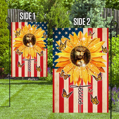 Christian Garden Flags, Jesus, Sunflower Faith American Flag, Christian House Flags, Christian Cross Flag, Faith Flag, easychoo.com