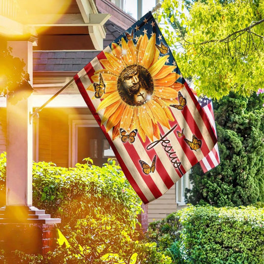 Christian Garden Flags, Jesus, Sunflower Faith American Flag, Christian House Flags, Christian Cross Flag, Faith Flag, easychoo.com