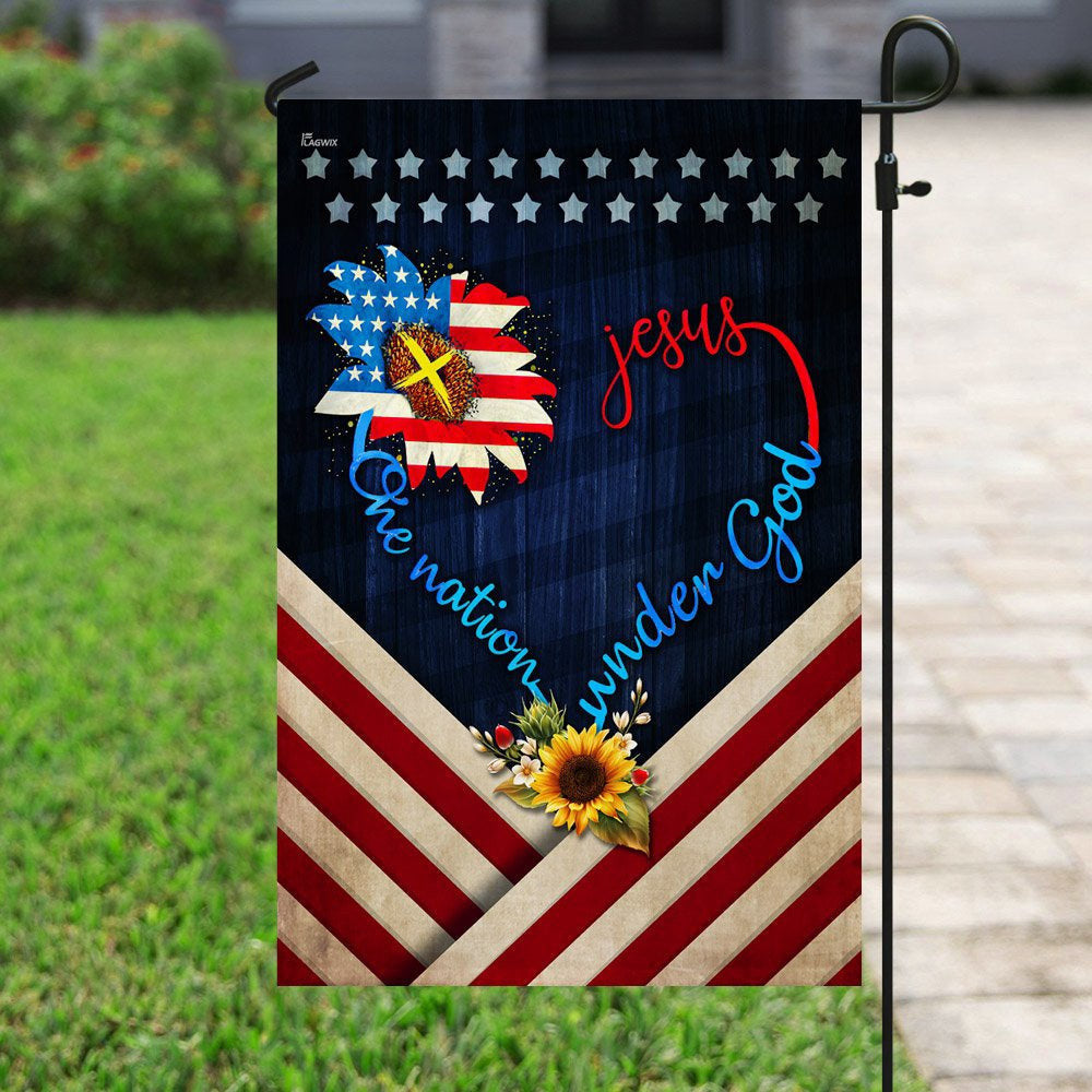 Christian Garden Flags, Jesus One Nation Under God Sunflower Flag, Christian House Flags, Christian Cross Flag, Faith Flag, easychoo.com