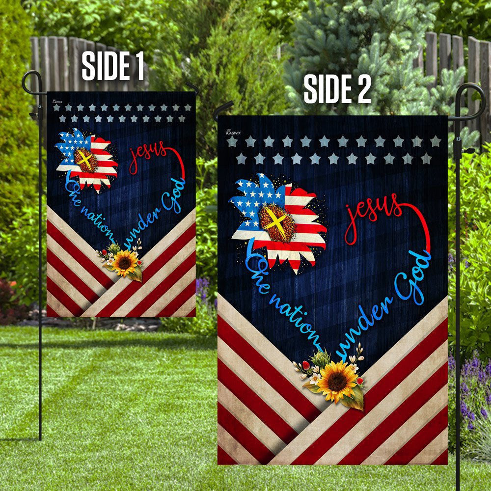 Christian Garden Flags, Jesus One Nation Under God Sunflower Flag, Christian House Flags, Christian Cross Flag, Faith Flag, easychoo.com