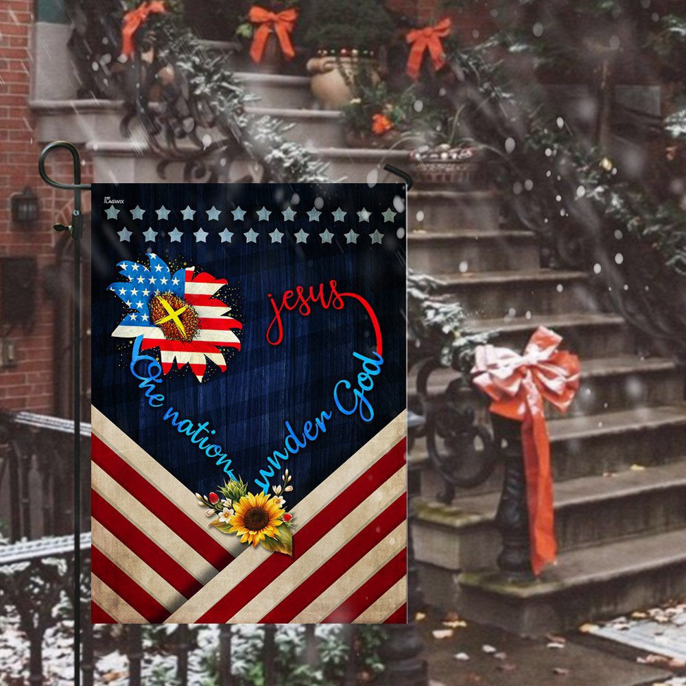 Christian Garden Flags, Jesus One Nation Under God Sunflower Flag, Christian House Flags, Christian Cross Flag, Faith Flag, easychoo.com