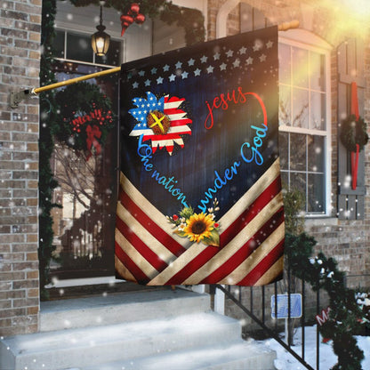 Christian Garden Flags, Jesus One Nation Under God Sunflower Flag, Christian House Flags, Christian Cross Flag, Faith Flag, easychoo.com