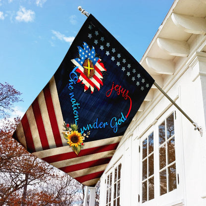 Christian Garden Flags, Jesus One Nation Under God Sunflower Flag, Christian House Flags, Christian Cross Flag, Faith Flag, easychoo.com