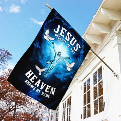 Christian Garden Flags, Jesus, Because Of You, Heaven Knows My Name Flag, Christian House Flags, Christian Cross Flag, Faith Flag, easychoo.com