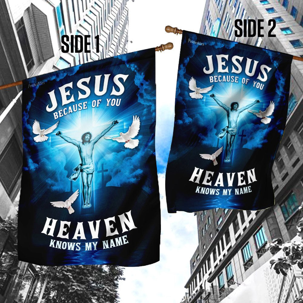 Christian Garden Flags, Jesus, Because Of You, Heaven Knows My Name Flag, Christian House Flags, Christian Cross Flag, Faith Flag, easychoo.com