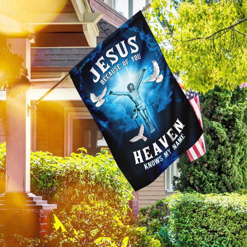 Christian Garden Flags, Jesus, Because Of You, Heaven Knows My Name Flag, Christian House Flags, Christian Cross Flag, Faith Flag, easychoo.com