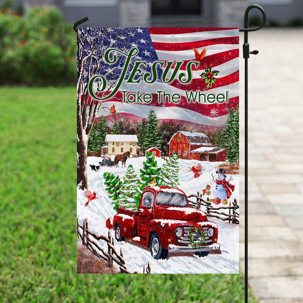 Christian Garden Flags, Jesus Take The Wheel, Christmas Truck Flag, Christian House Flags, Christian Cross Flag, Faith Flag, easychoo.com