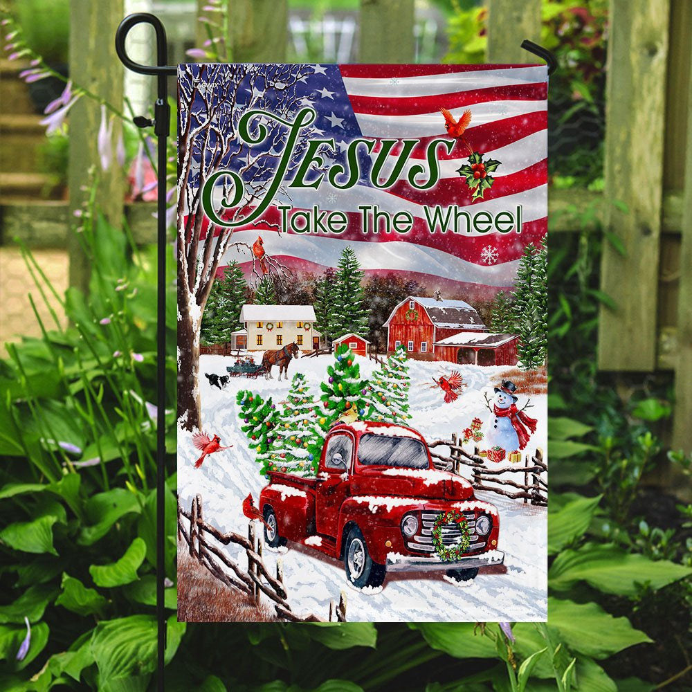 Christian Garden Flags, Jesus Take The Wheel, Christmas Truck Flag, Christian House Flags, Christian Cross Flag, Faith Flag, easychoo.com