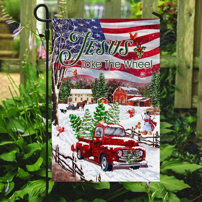 Christian Garden Flags, Jesus Take The Wheel, Christmas Truck Flag, Christian House Flags, Christian Cross Flag, Faith Flag, easychoo.com