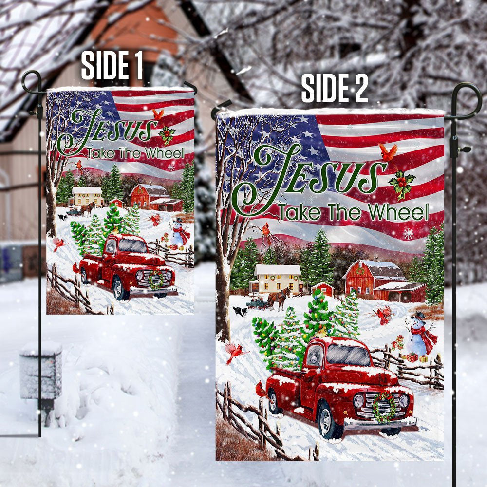 Christian Garden Flags, Jesus Take The Wheel, Christmas Truck Flag, Christian House Flags, Christian Cross Flag, Faith Flag, easychoo.com