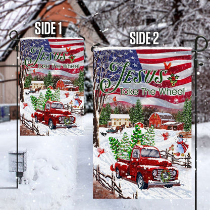 Christian Garden Flags, Jesus Take The Wheel, Christmas Truck Flag, Christian House Flags, Christian Cross Flag, Faith Flag, easychoo.com