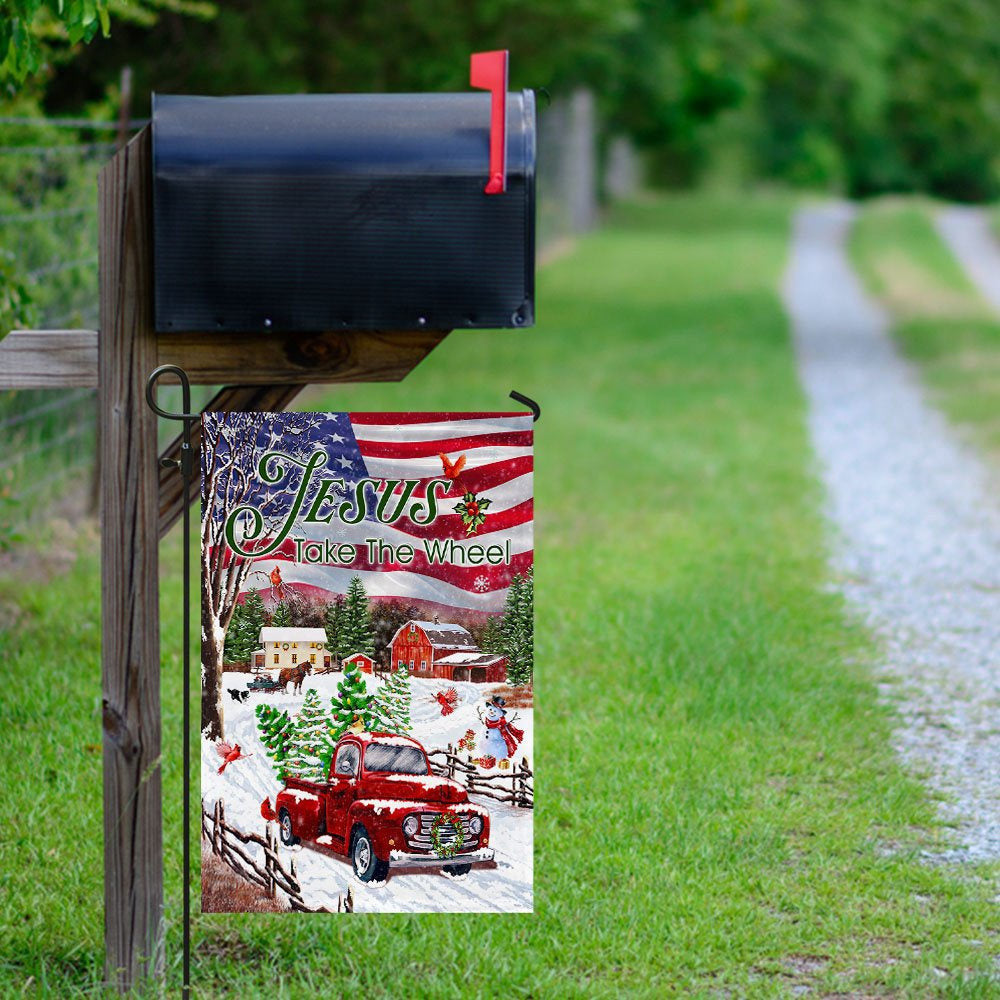 Christian Garden Flags, Jesus Take The Wheel, Christmas Truck Flag, Christian House Flags, Christian Cross Flag, Faith Flag, easychoo.com