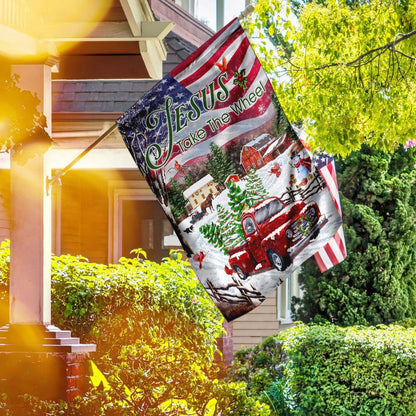 Christian Garden Flags, Jesus Take The Wheel, Christmas Truck Flag, Christian House Flags, Christian Cross Flag, Faith Flag, easychoo.com