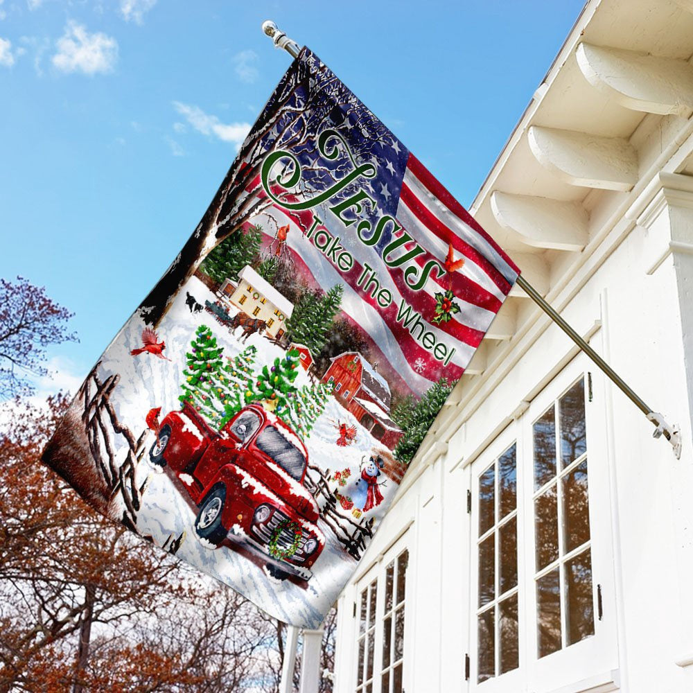 Christian Garden Flags, Jesus Take The Wheel, Christmas Truck Flag, Christian House Flags, Christian Cross Flag, Faith Flag, easychoo.com