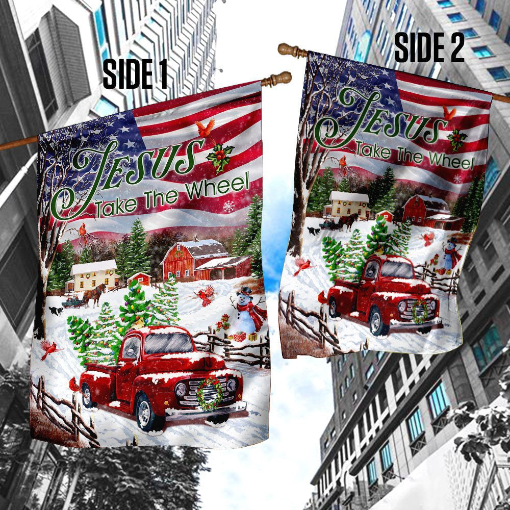 Christian Garden Flags, Jesus Take The Wheel, Christmas Truck Flag, Christian House Flags, Christian Cross Flag, Faith Flag, easychoo.com