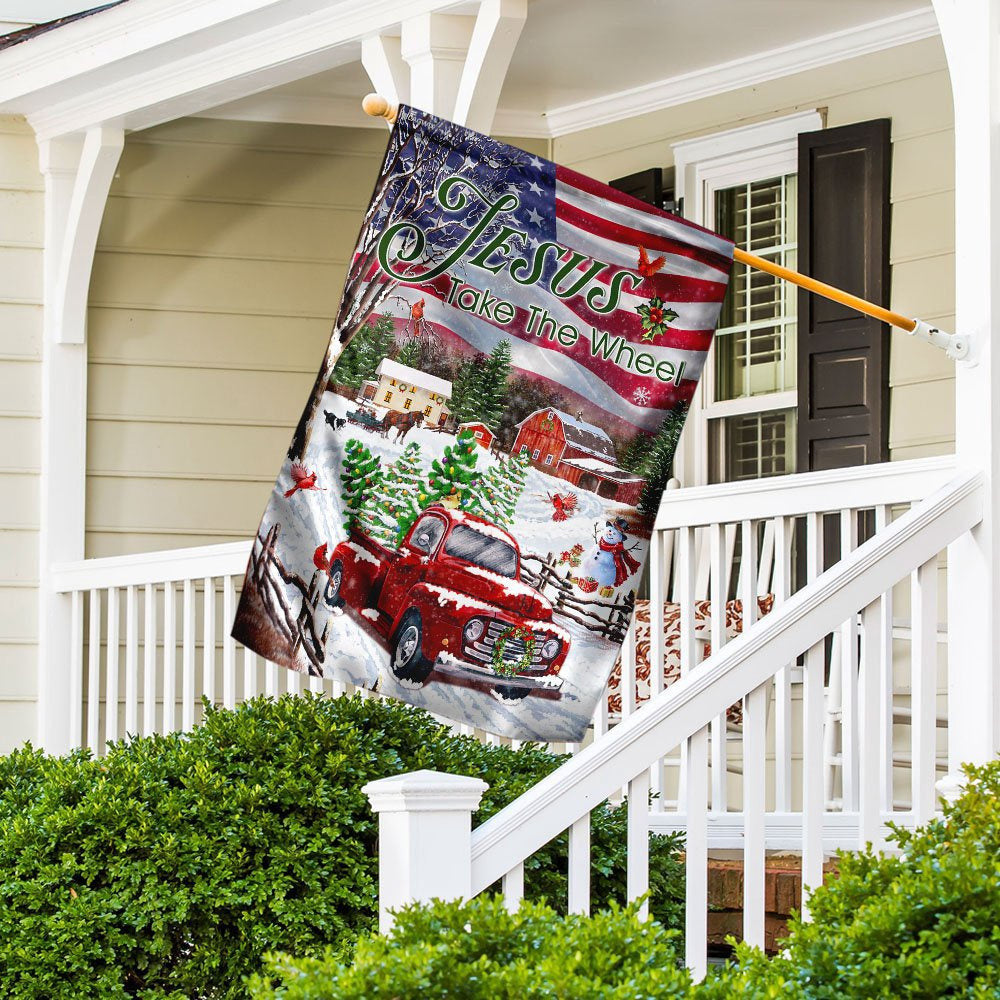 Christian Garden Flags, Jesus Take The Wheel, Christmas Truck Flag, Christian House Flags, Christian Cross Flag, Faith Flag, easychoo.com