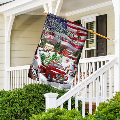 Christian Garden Flags, Jesus Take The Wheel, Christmas Truck Flag, Christian House Flags, Christian Cross Flag, Faith Flag, easychoo.com