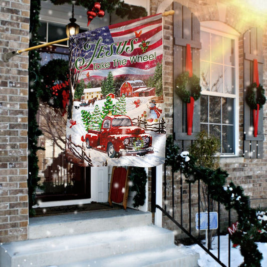 Christian Garden Flags, Jesus Take The Wheel, Christmas Truck Flag, Christian House Flags, Christian Cross Flag, Faith Flag, easychoo.com