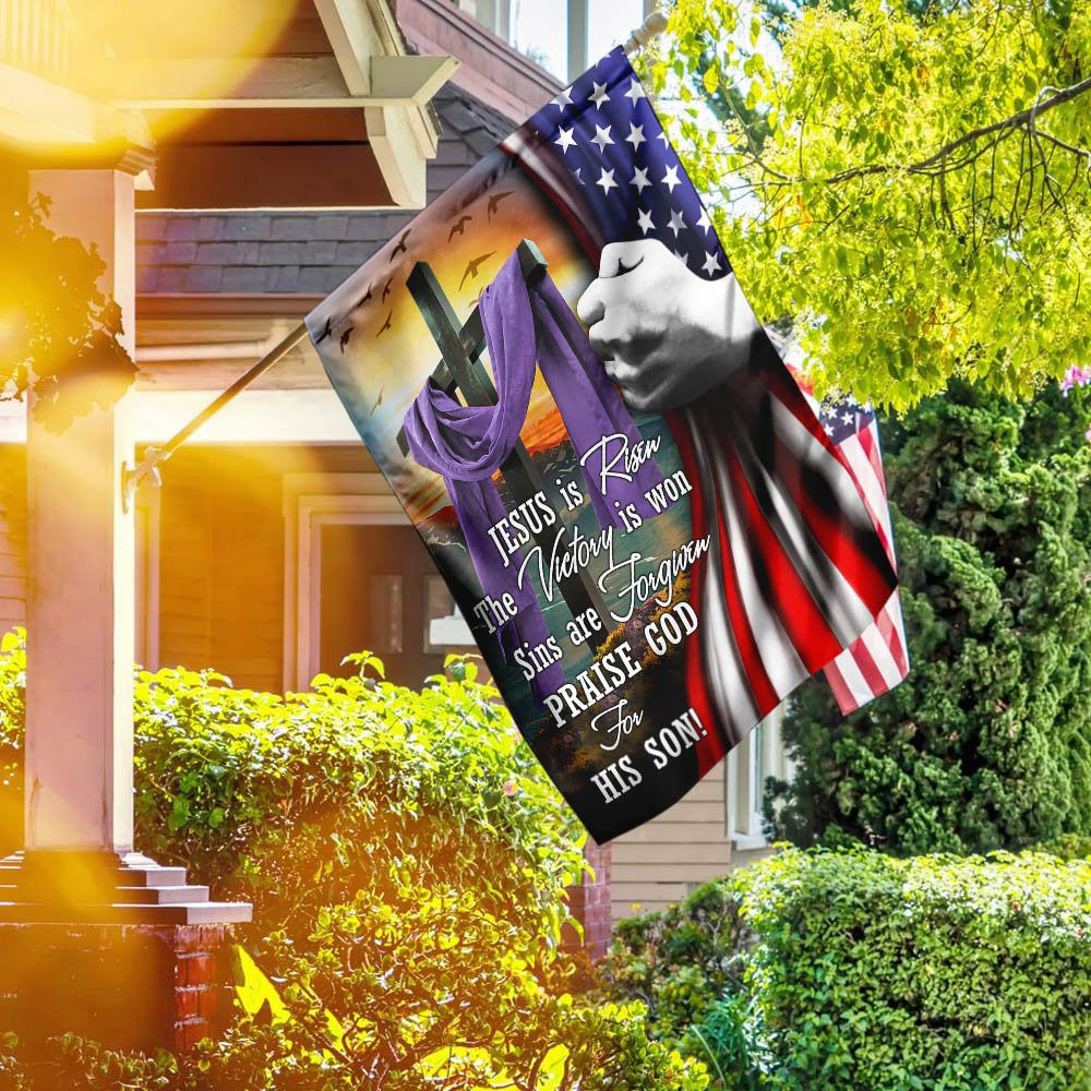 Christian Garden Flags, Jesus Is Risen Easter Flag, Christian House Flags, Christian Cross Flag, Faith Flag, easychoo.com