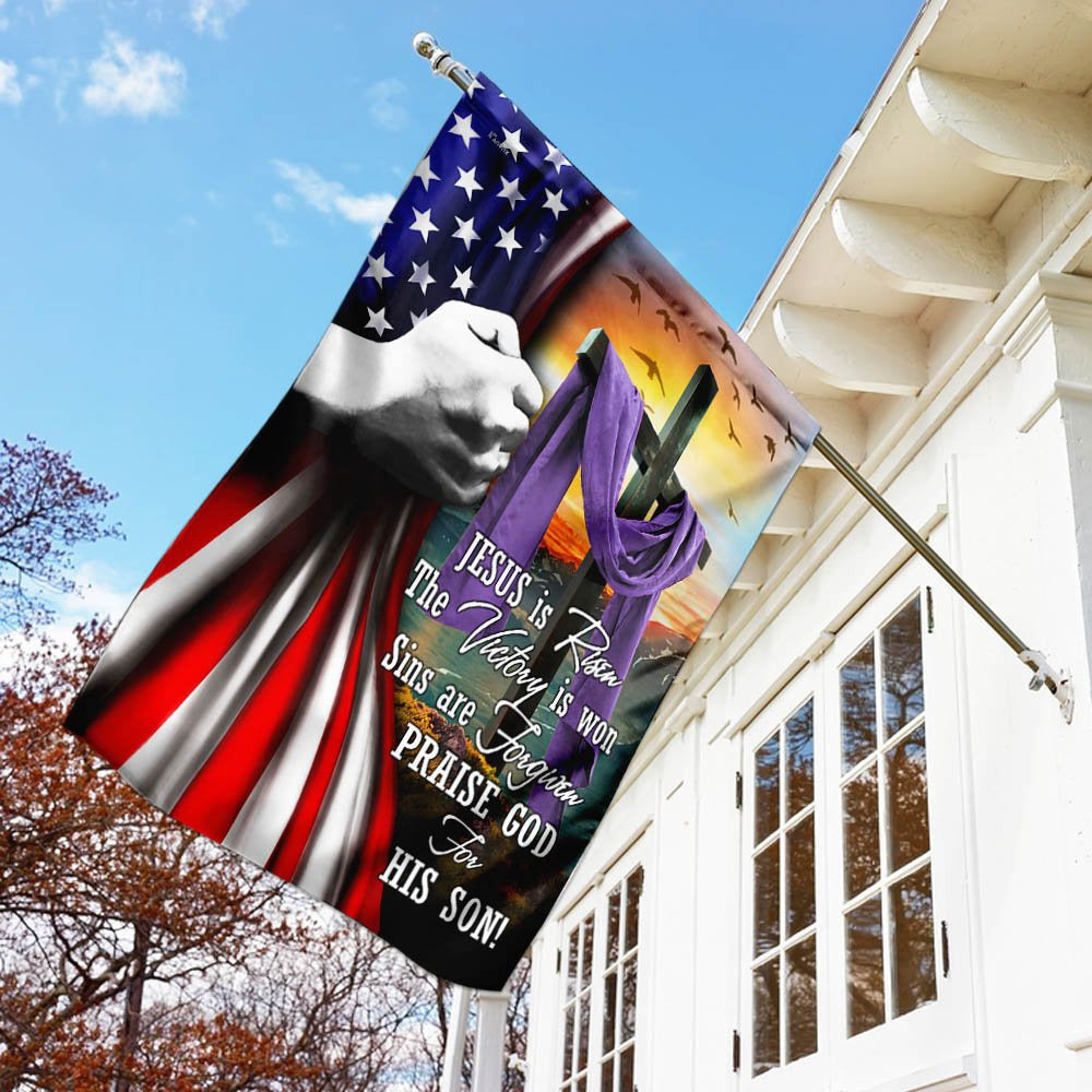 Christian Garden Flags, Jesus Is Risen Easter Flag, Christian House Flags, Christian Cross Flag, Faith Flag, easychoo.com