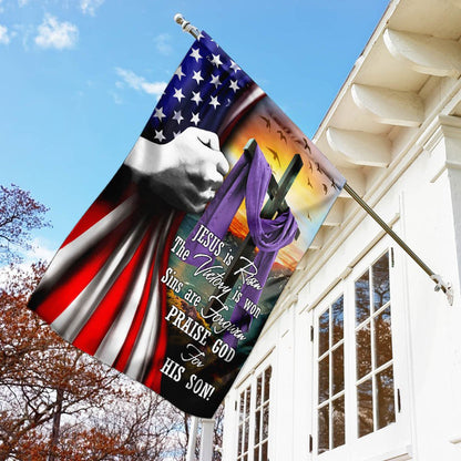 Christian Garden Flags, Jesus Is Risen Easter Flag, Christian House Flags, Christian Cross Flag, Faith Flag, easychoo.com